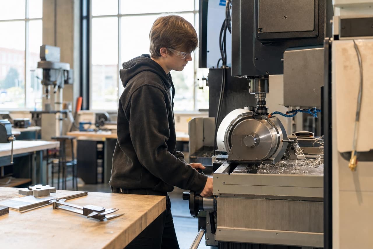 Hands-on Machining & CNC training at an Ontario college workshop