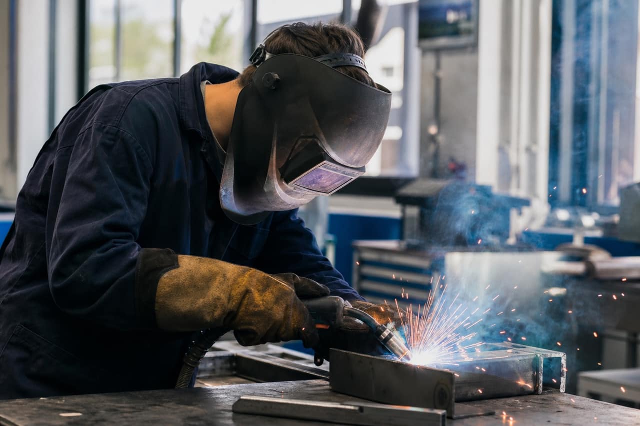 Hands-on Welding training at an Ontario college workshop